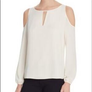 Cooper & Ella Gray Cold Shoulder Strappy Keyhole Leslie Blouse Womens Size Small